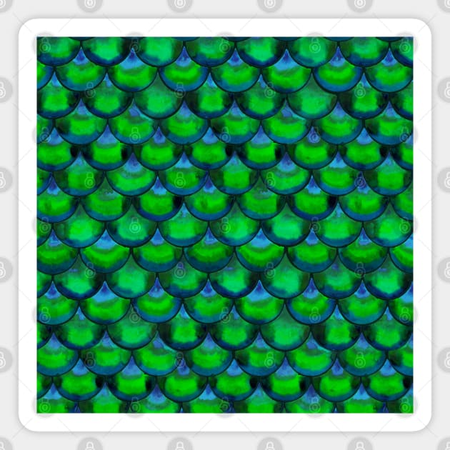 Green seigaiha Japanese wave Dragon scales pattern Magnet by Pragonette